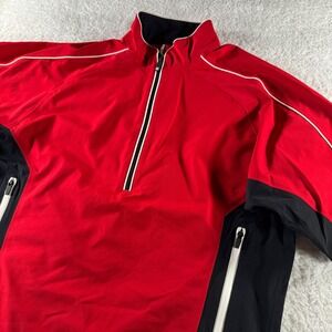 Footjoy FJ Dryjoys Tour 1/2 Zip Golf Windshirt Jacket Men's M Black Red Pockets